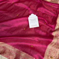 Gulabi Pink Ghungroo Handcrafted Tissue Silk Saree