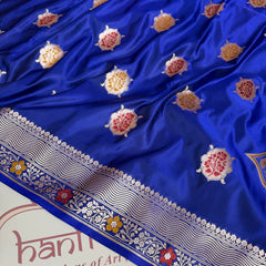 Royal Blue Gulshan Alfi Banarasi Mashru Silk Saree