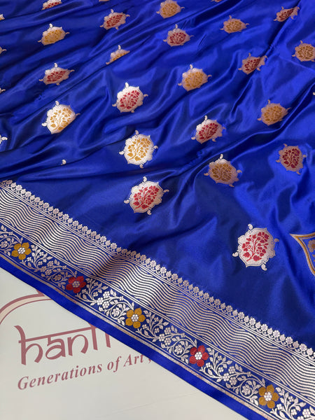 Royal Blue Gulshan Alfi Banarasi Mashru Silk Saree