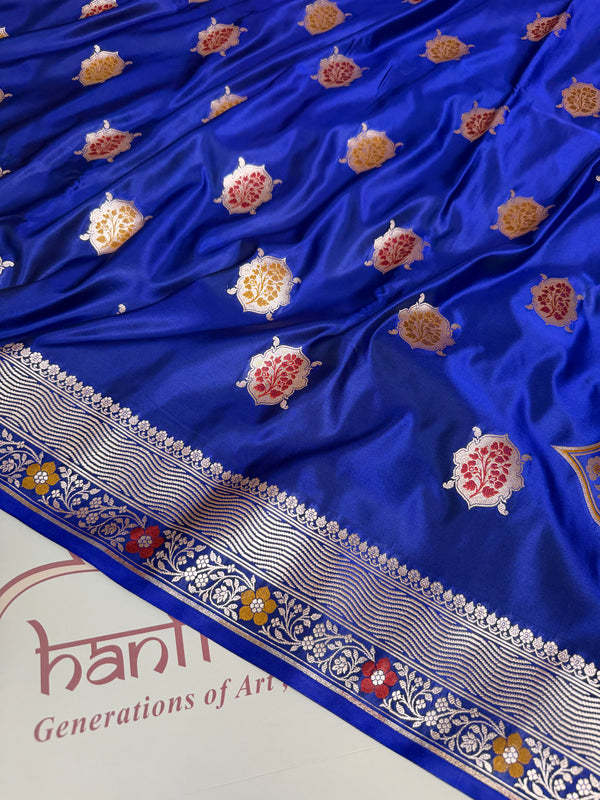 Royal Blue Gulshan Alfi Banarasi Mashru Silk Saree
