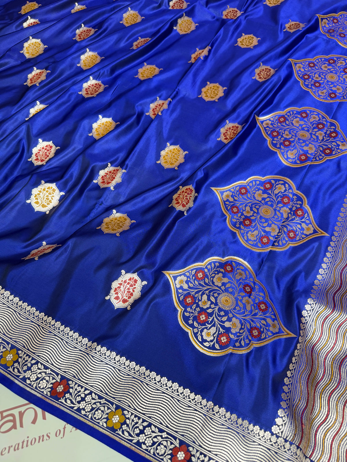 Royal Blue Gulshan Alfi Banarasi Mashru Silk Saree