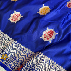 Royal Blue Gulshan Alfi Banarasi Mashru Silk Saree