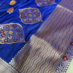 Royal Blue Gulshan Alfi Banarasi Mashru Silk Saree