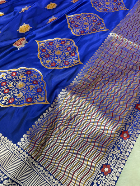 Royal Blue Gulshan Alfi Banarasi Mashru Silk Saree