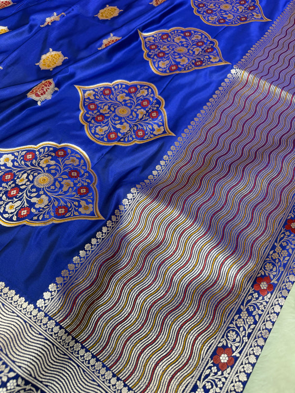 Royal Blue Gulshan Alfi Banarasi Mashru Silk Saree