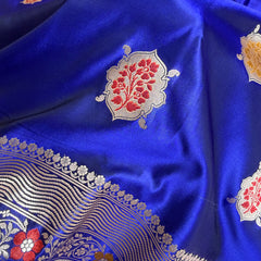 Royal Blue Gulshan Alfi Banarasi Mashru Silk Saree