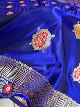 Royal Blue Gulshan Alfi Banarasi Mashru Silk Saree