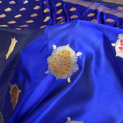 Royal Blue Gulshan Alfi Banarasi Mashru Silk Saree