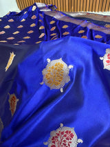 Royal Blue Gulshan Alfi Banarasi Mashru Silk Saree