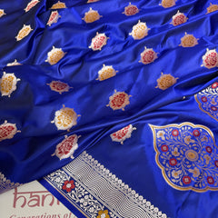 Royal Blue Gulshan Alfi Banarasi Mashru Silk Saree