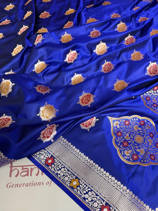 Royal Blue Gulshan Alfi Banarasi Mashru Silk Saree