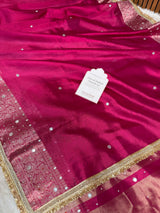 Rani Magenta Aaina Aanchal Mirror Work Tissue Silk Saree