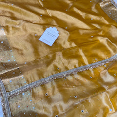 Haldi Gold Aaina Aanchal Mirror Work Tissue Silk Saree