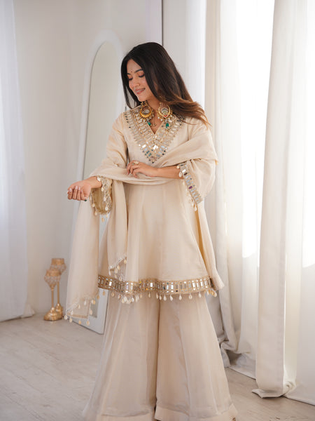 Zayrah Ivory Mirror Kalidaar Suit Set