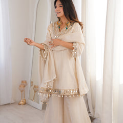 Zayrah Ivory Mirror Kalidaar Suit Set