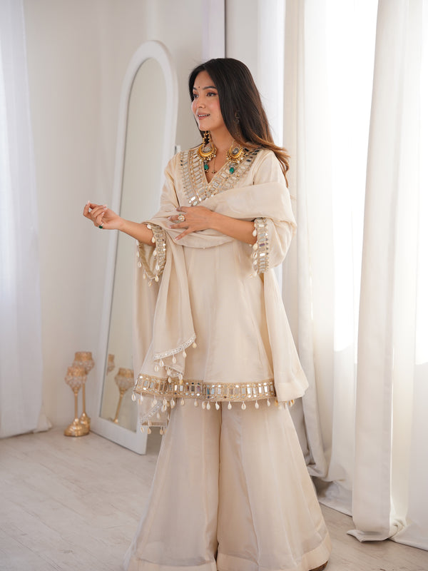 Zayrah Ivory Mirror Kalidaar Suit Set