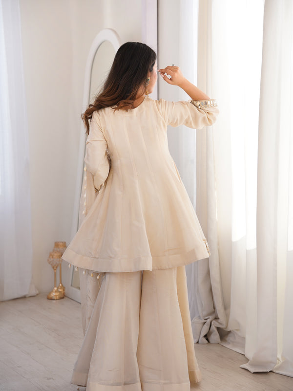 Zayrah Ivory Mirror Kalidaar Suit Set