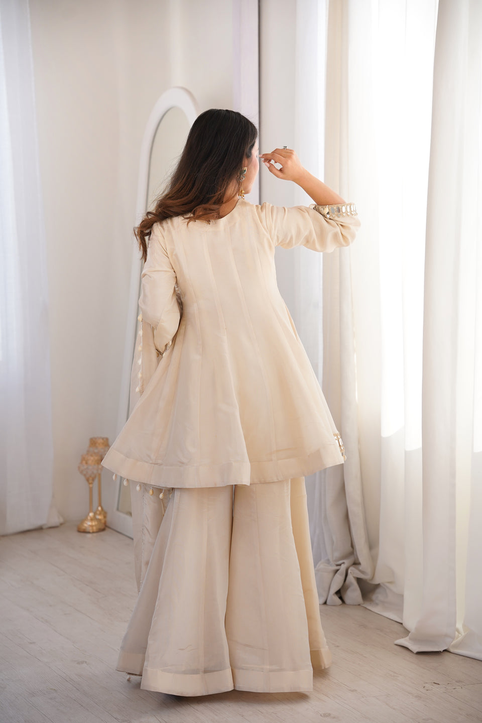 Zayrah Ivory Mirror Kalidaar Suit Set