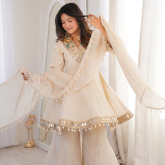 Zayrah Ivory Mirror Kalidaar Suit Set