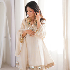 Zayrah Ivory Mirror Kalidaar Suit Set