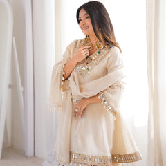 Zayrah Ivory Mirror Kalidaar Suit Set