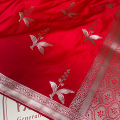 Royal Red Kanak Baali Banarasi Mashru Silk Saree