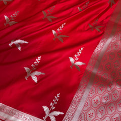 Royal Red Kanak Baali Banarasi Mashru Silk Saree