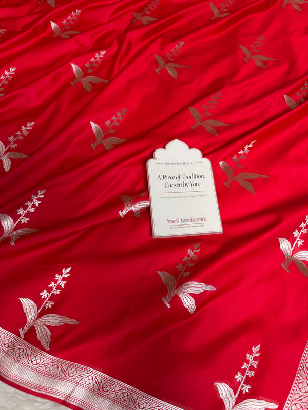 Royal Red Kanak Baali Banarasi Mashru Silk Saree