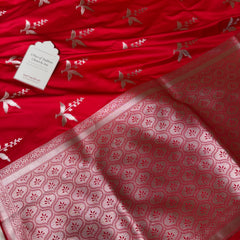 Royal Red Kanak Baali Banarasi Mashru Silk Saree