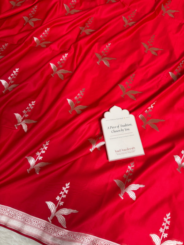 Royal Red Kanak Baali Banarasi Mashru Silk Saree