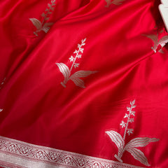 Royal Red Kanak Baali Banarasi Mashru Silk Saree
