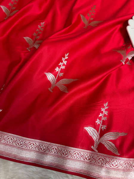 Royal Red Kanak Baali Banarasi Mashru Silk Saree