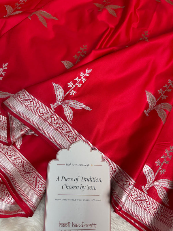 Royal Red Kanak Baali Banarasi Mashru Silk Saree