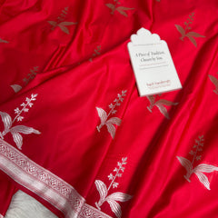 Royal Red Kanak Baali Banarasi Mashru Silk Saree