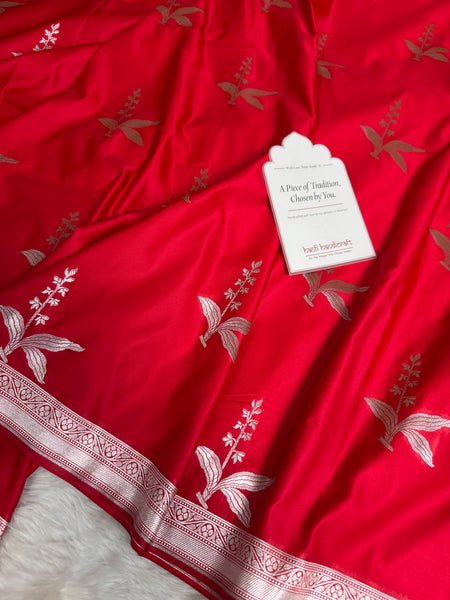 Royal Red Kanak Baali Banarasi Mashru Silk Saree