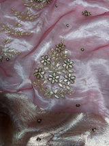 Baby Pink Guldasta Handwork Pure Tissue Silk Saree