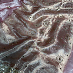 Baby Pink Guldasta Handwork Pure Tissue Silk Saree