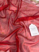 Bold Red Ghungroo Handcrafted Tissue Silk Saree
