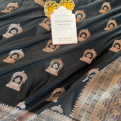 Royal Black Mehraab Banarasi Mashru Silk Saree