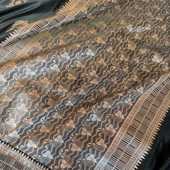 Royal Black Mehraab Banarasi Mashru Silk Saree