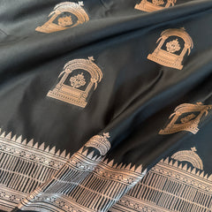 Royal Black Mehraab Banarasi Mashru Silk Saree