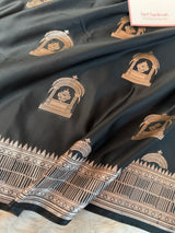 Royal Black Mehraab Banarasi Mashru Silk Saree
