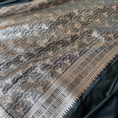 Royal Black Mehraab Banarasi Mashru Silk Saree