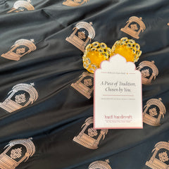 Royal Black Mehraab Banarasi Mashru Silk Saree