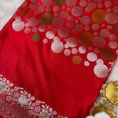 Royal Red Tilfi Daira Banarasi Mashru Silk Saree