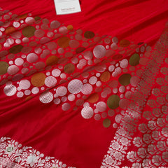 Royal Red Tilfi Daira Banarasi Mashru Silk Saree