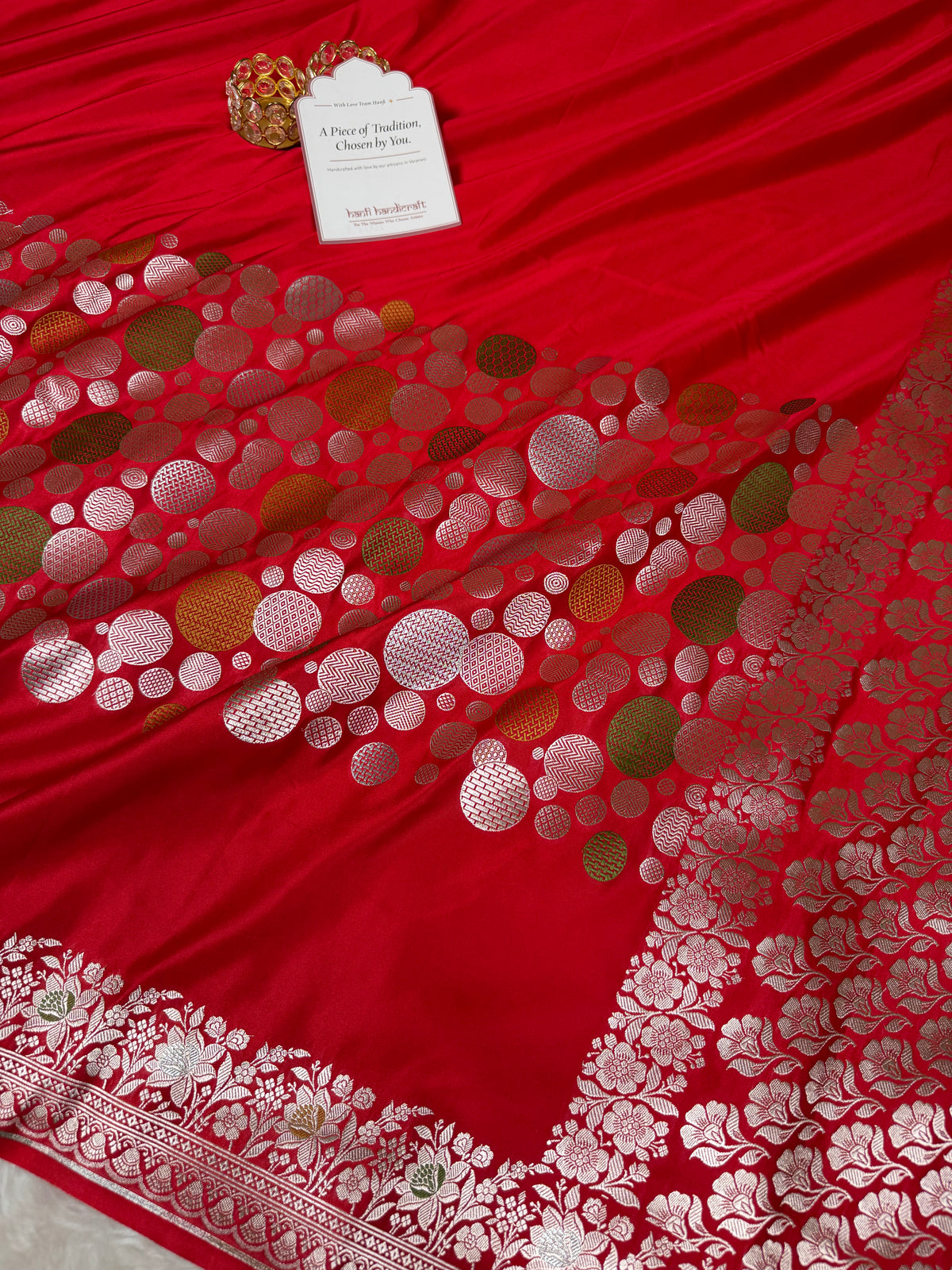 Royal Red Tilfi Daira Banarasi Mashru Silk Saree