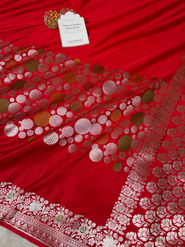 Royal Red Tilfi Daira Banarasi Mashru Silk Saree