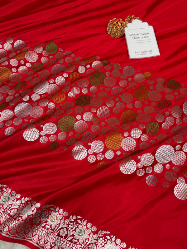 Royal Red Tilfi Daira Banarasi Mashru Silk Saree