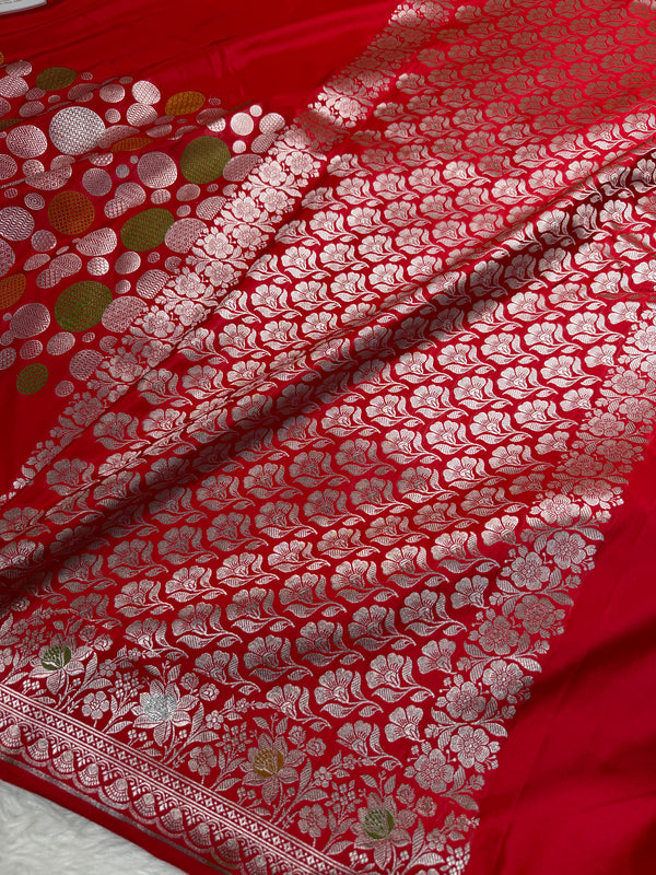 Royal Red Tilfi Daira Banarasi Mashru Silk Saree